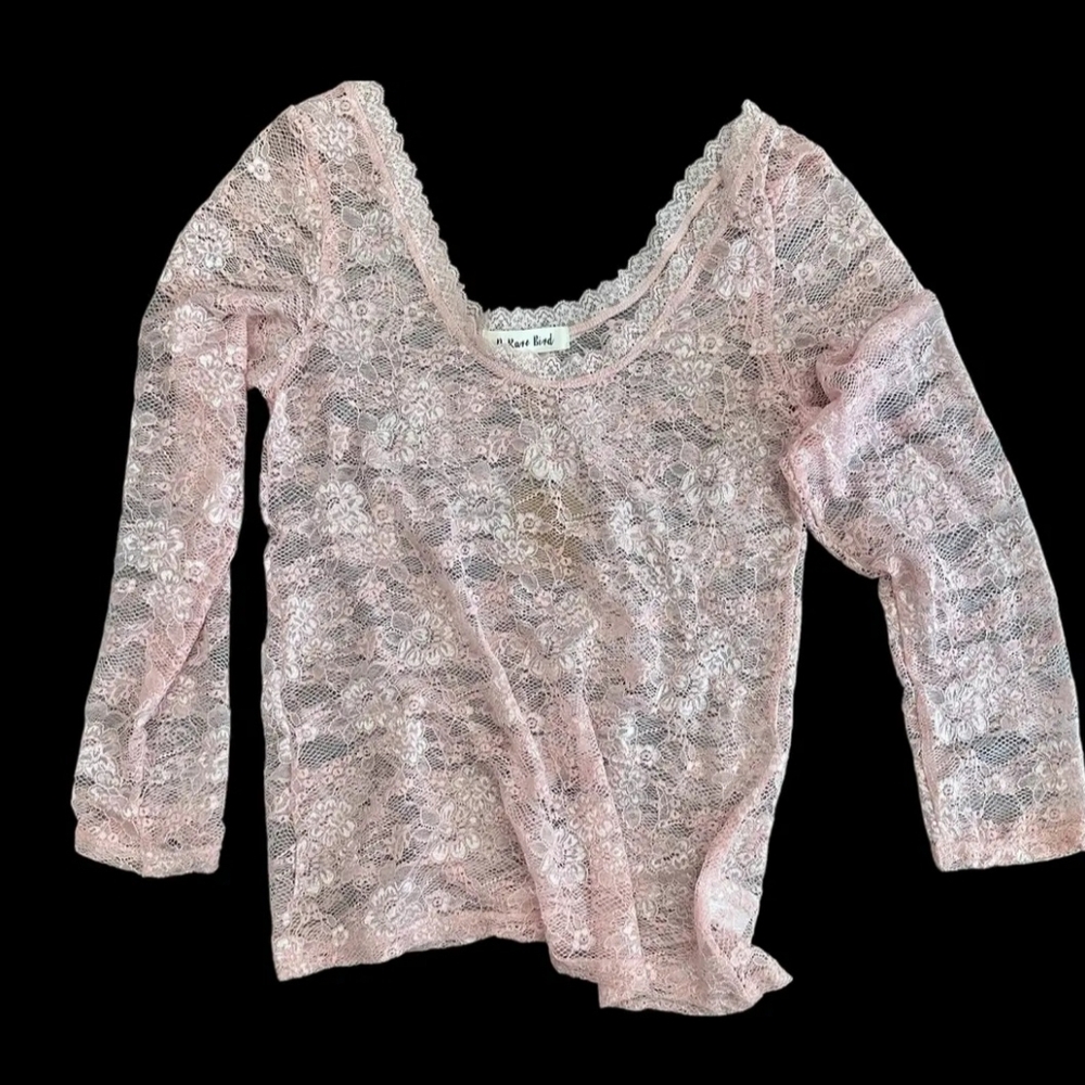 #1444 A Rare Bird Whispered Lace Boho Layering Top (Pink)